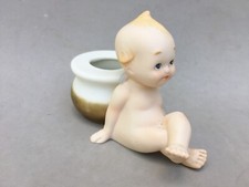 Lefton China Porcelain Grumpy Kewpie Pot of Gold Figurine Planter Ceramic Wings