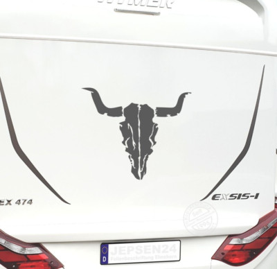 2 Aufkleber Schädel 60cm + 15cm CW20 Auto Bus Wohnmobil Wacköööön Stier Longhorn