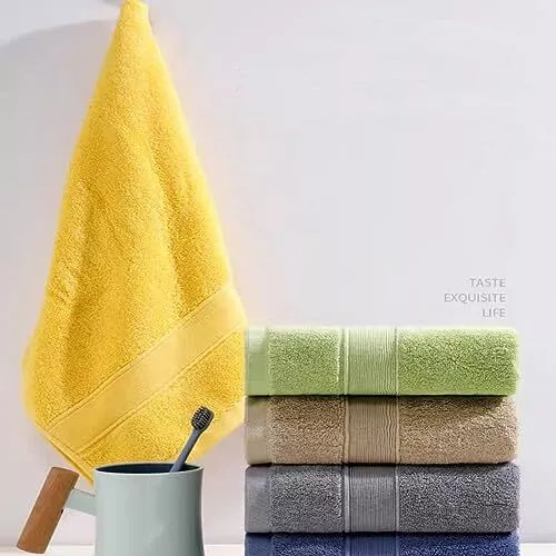 Toallas de mano suaves 100 % algodón de 2 piezas 13,4" x 29,5", toallas faciales premium amarillas Foto 2 de 4