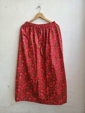 Indian Cotton Red Hand Block Floral Skirt Women's Clothing Partywear Skirt US