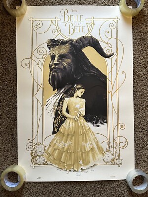 SDCC Mondo DISNEY Beauty & The Beast La Belle Et La Bete LE VARIANT Print NEW