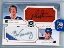 2007-08 UD The Cup Darryl Sittler Borje Salming Scripted Swatches Auto Patch /5