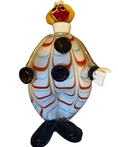 Vintage Murano Art Glass Clown Decanter Figurine 37 cm Hand-Blown Italy 1970s