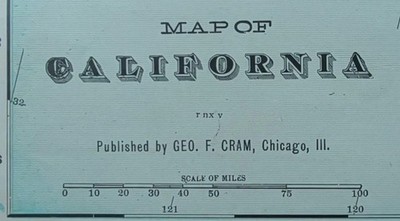 Vintage 1906 CALIFORNIA Map 22''x14'' ~ Old Antique Original SAN FRANCISCO EUREKA