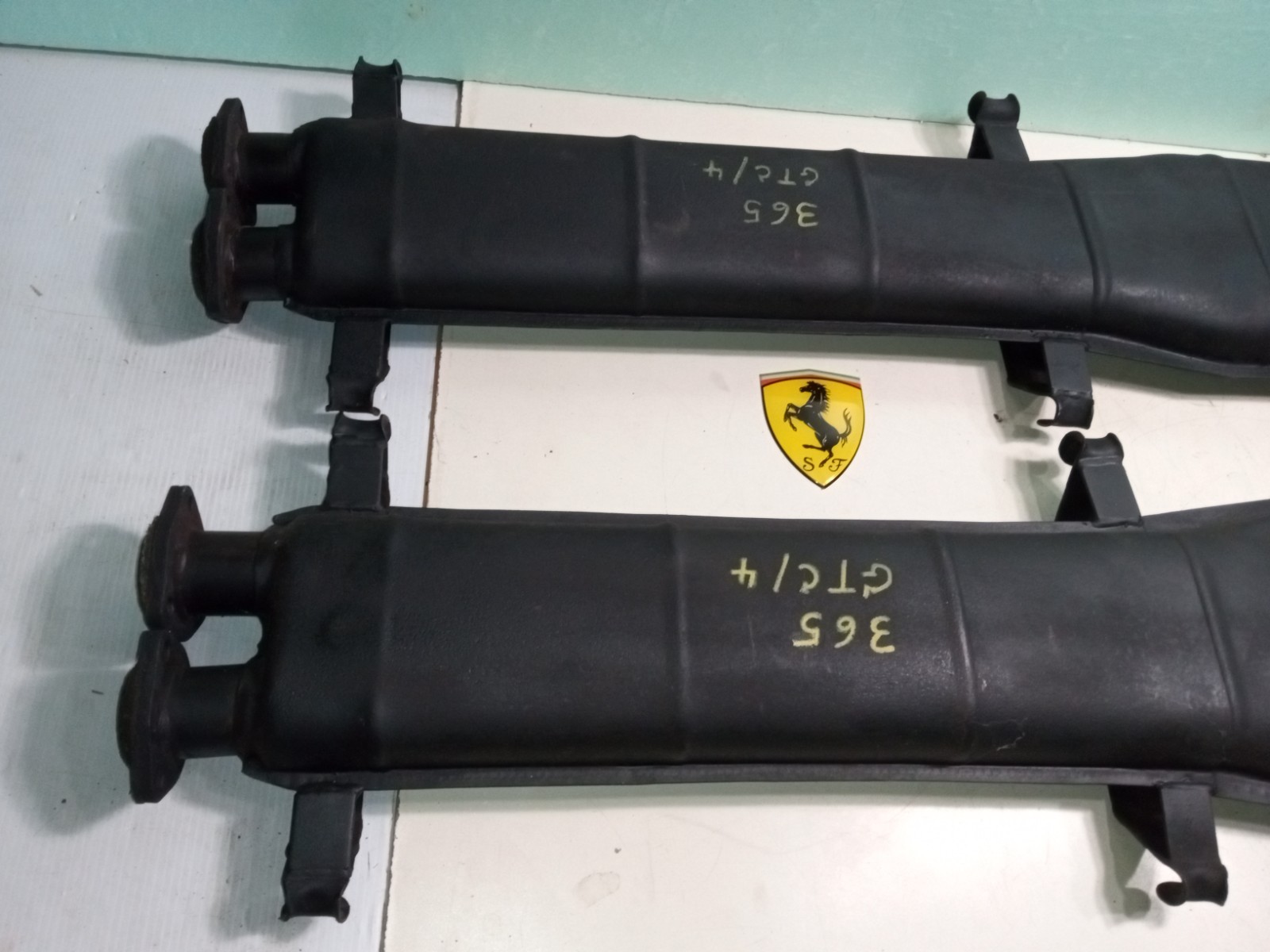 Ferrari 365 GTC/4 Engine Exhaust Pipe Muffler Silencers_Pair_GENUINE