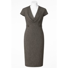 Next Tailoring Grey Check Pencil Dress UK 10R Work Office Fitted Smart Career