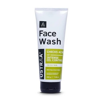 Ustraa Face Wash - for Oily skin - 100g - With Basil & Lime - For Ane-Prone Skin