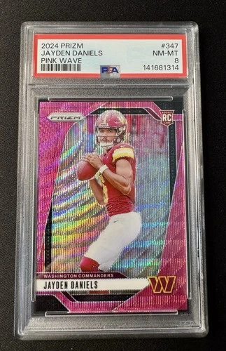 2024 Panini Prizm - Rookies Jayden Daniels #347 Pink Wave Prizm (RC) PSA 8