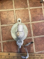 Vintage Cast Metal Bathroom Light Sconce with Outlet Art Deco