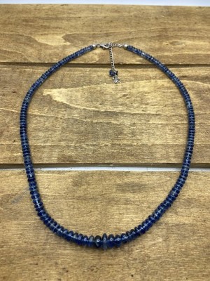 Vintage Designer Indien abgestuft blau Kyanit Rondell Sterlingsilber Halskette 18 Zoll