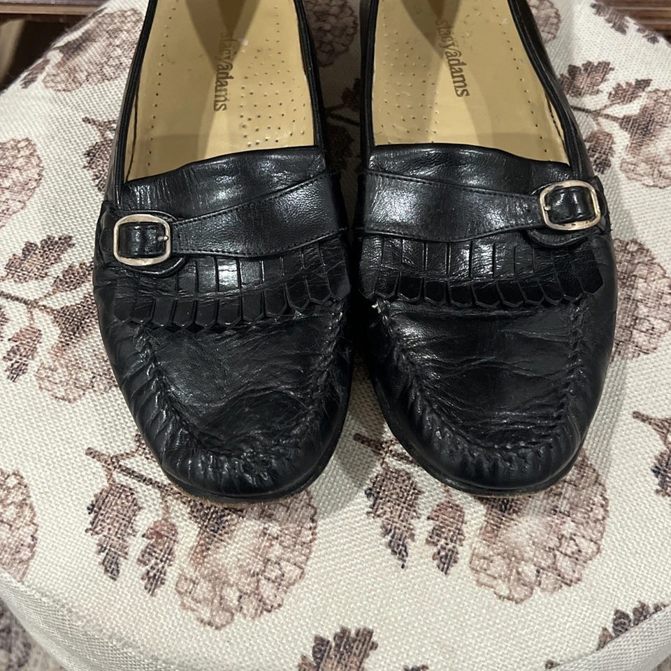 Mocasines vintage Stacy Adams de cuero hipster con flecos y hebilla para hombre talla 10,5 M Foto 2 de 4