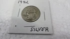 1942  Washington Quarter 25C Silver Circulated Uncertified US Coin
