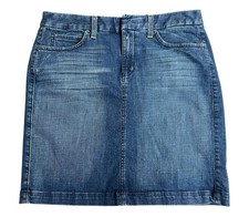 Banana Republic Womens Sz 8 Knee Length 2 Button Denim Jean Skirt w/Pockets EUC