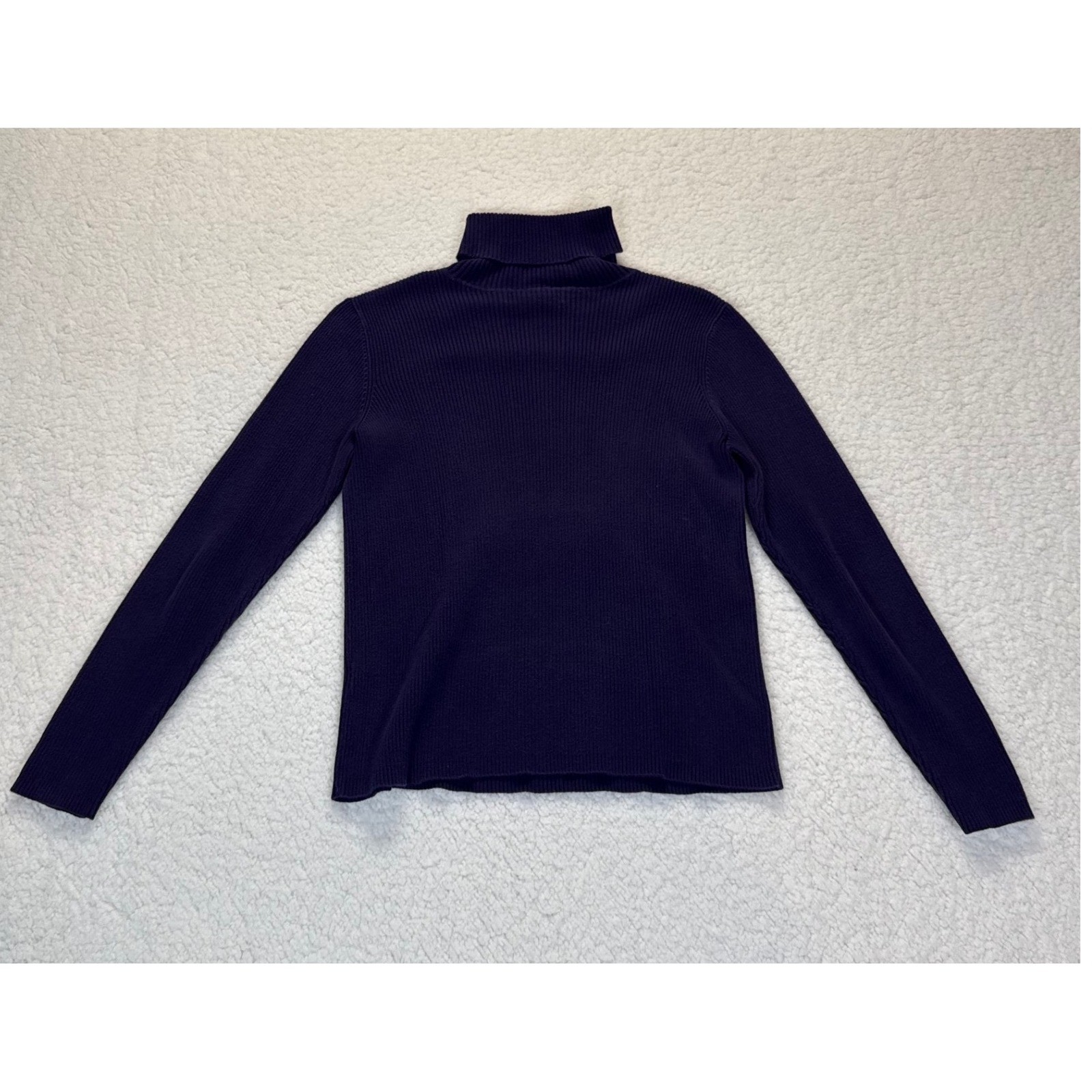 Lauren Ralph Lauren Womens Ribbed Turtleneck Sweater Purple Cotton Size M