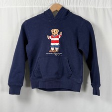 Polo Ralph Lauren Kids S 8 Polo Bear Hoodie Sweatshirt Graphic Youth Navy Blue
