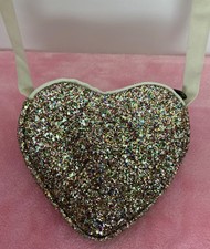 J. Crew Cuts Multi Glitter Sparkle Heart Purse Bag - New
