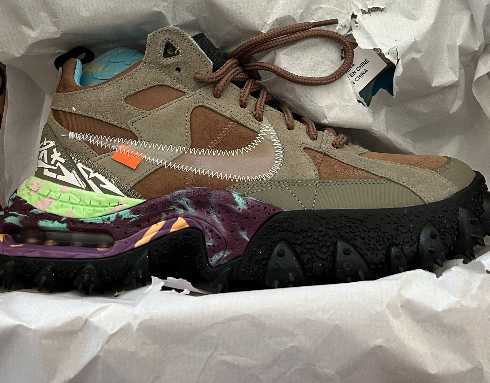 OFF WHITE X NIKE Taglia 12 • Nike X Off White • Air Terra Forma • Archaeo Brn • Cross Posted • Solido