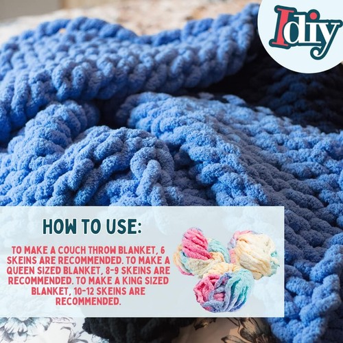 Chunky Yarn for Crocheting (Tie Dye Pink, Purple, Blue, 3 Pack) 72 Yards Total - Picture 3 of 5