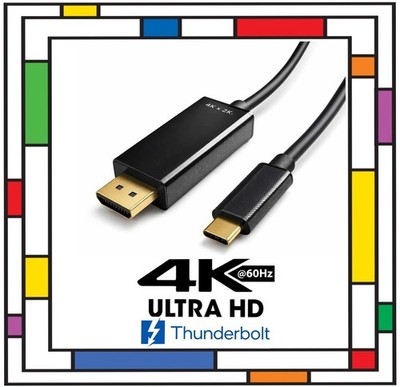 1,8M USB-C 3.1 auf DisplayPort 4K Typ C Kabel Thunderbolt 4 für MacBook iMac etc