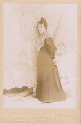 VTG Towne TROY NY Cabinet Photo Woman Victorian Lace Collar 247 Third St c1895