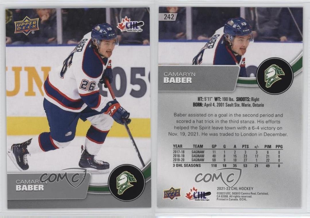 2021-22 Upper Deck CHL Camaryn Baber #242 0ol8 | eBay