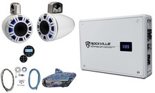 Kicker 51KMTCXL8W White 8" Marine Wakeboard Tower Speakers Receiver Amplifier