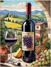 Tile Mural Wine Themed Tuscany Vineyard Kitchen Bathroom Shower Wall Backsplash