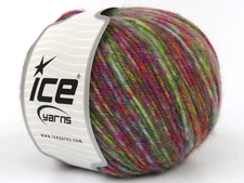 Green Purple Pink + Wool Varicolor Worsted 81956 Ice Yarns Wool Blend 100g 251yd