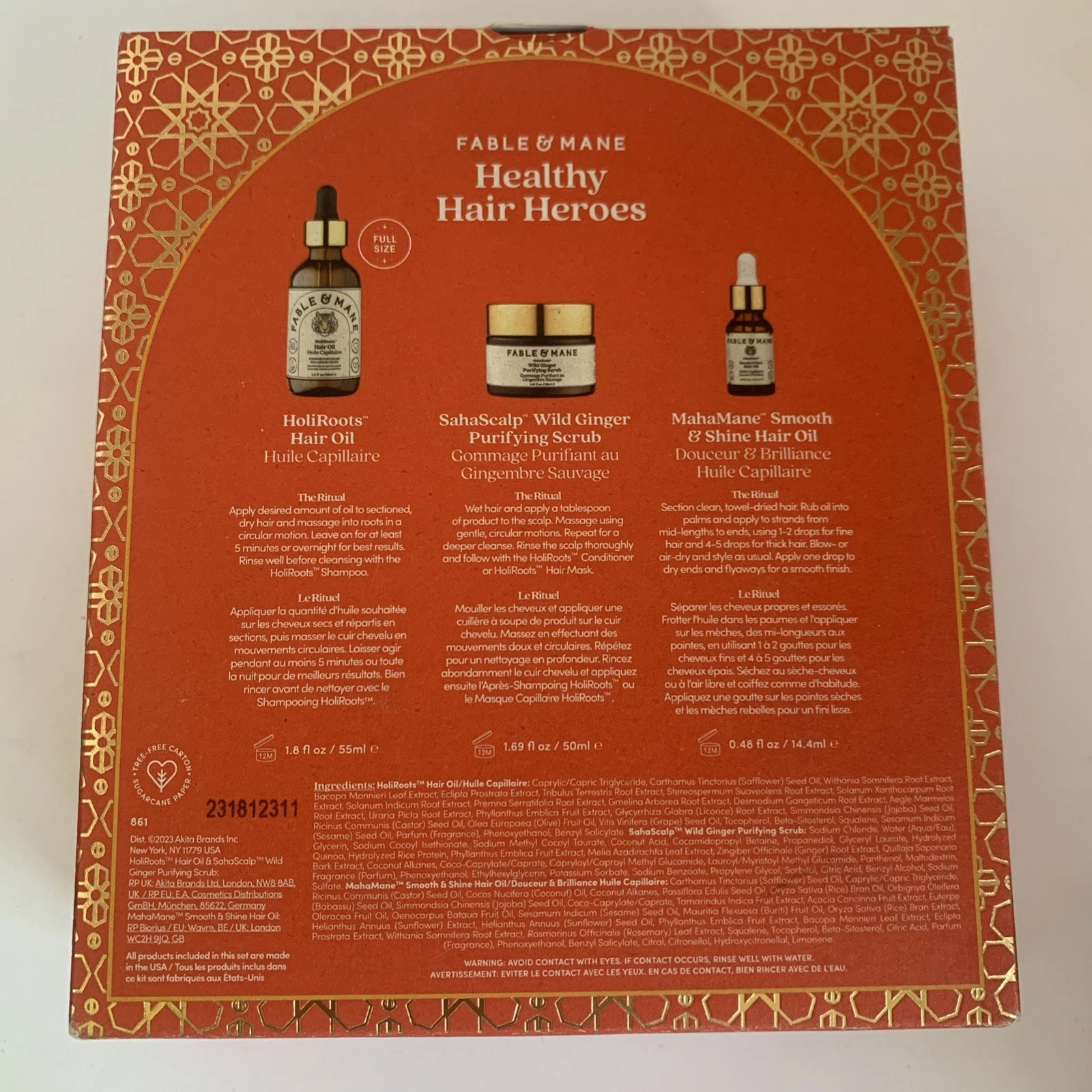 Fable & Mane Healthy Hair Heroes Set Hair Oil , Scalp Scrub , Shine Hair Oil New