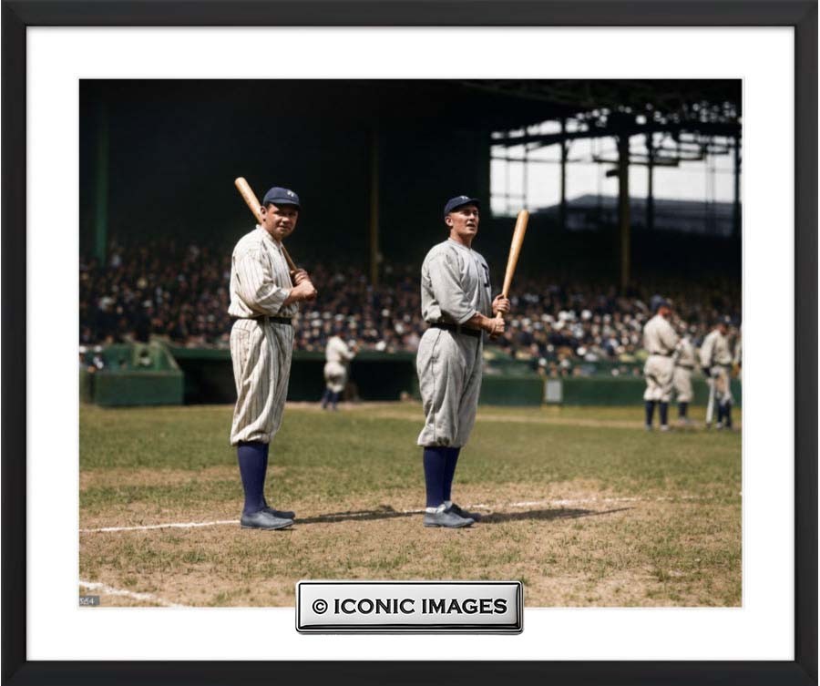 BABE RUTH TY COBB 16X20 SIGNATURE SERIES PRINT PHOTO POSTER - METALLIC