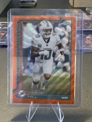 2025 Topps Chrome Tyreek Hill #185 Orange Wave Refractor /25 Dolphins SSP