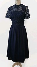 Chi Chi London Blue Dress Lace Navy Blue 12 fit flare occasion party cocktail 