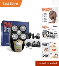 Rechargeable Cordless Electric Shaver for Men - 5 Blades & Grooming Attachments