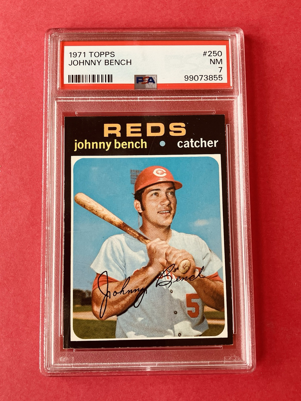 1971 Topps Baseball Cards #250 Johnny Bench HOF Cincinnati Reds PSA 7 NM