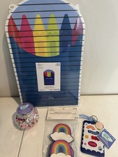 Classroom letter board, assorted mini erasers, magnetic rainbows, ID holder