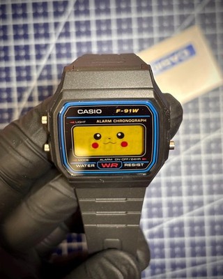 Casio F-91W Yellow Character Mod   Custom LCD Design