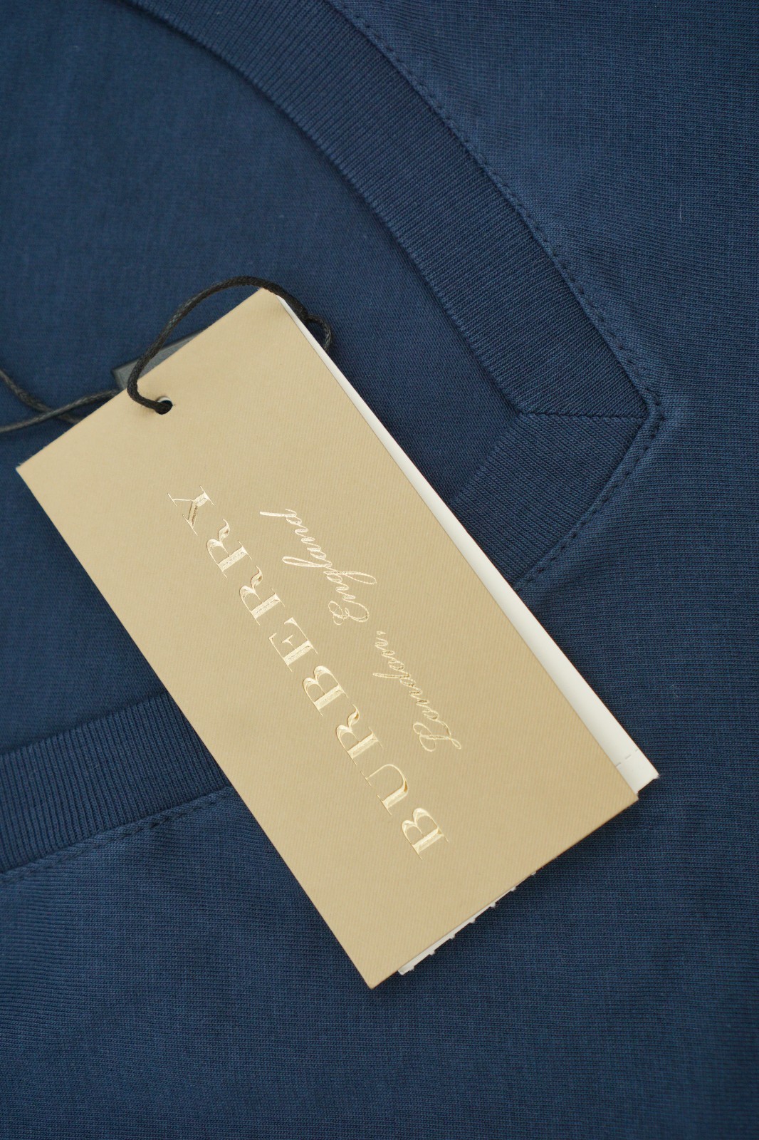 Burberry T-shirt Navy Blue  V-Neck Cotton Pullover Size L EU52 UK/US42 image 8