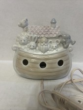 Noah's Ark Nite Night Light Figure Porcelain Pastel Glass - Plugs In