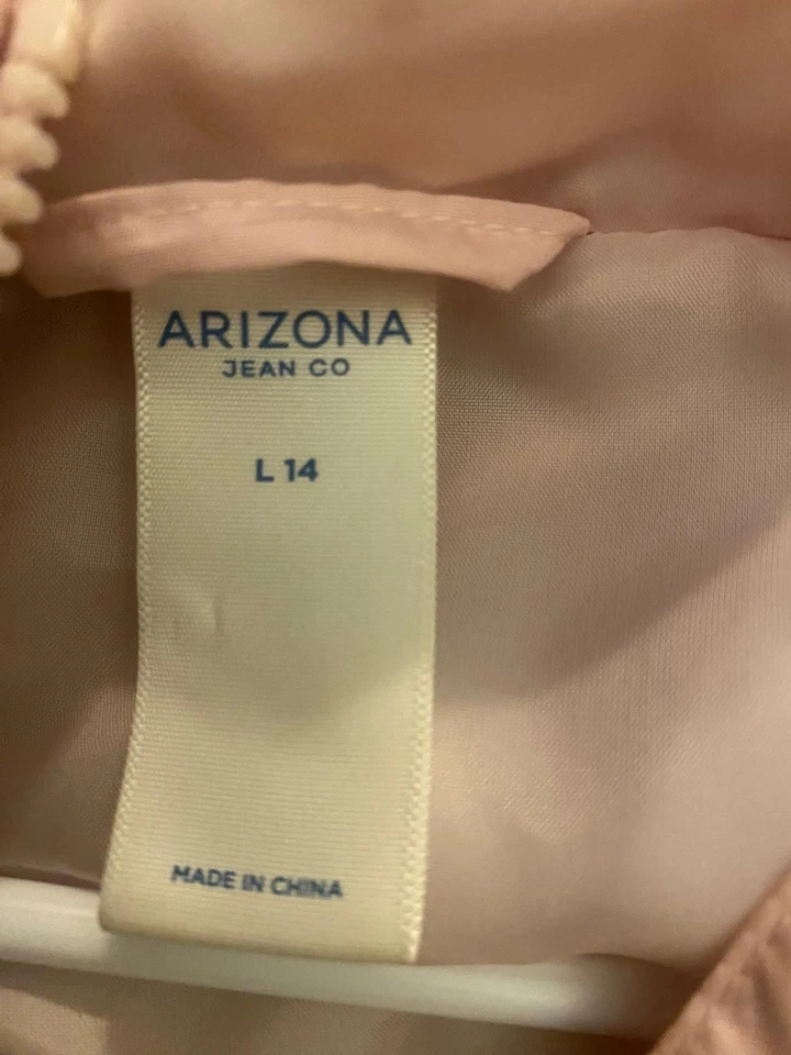 Arizona Jean Co Puffer Coat Jacket Pink Zip Up Girls Size L14 - Image 3 of 4