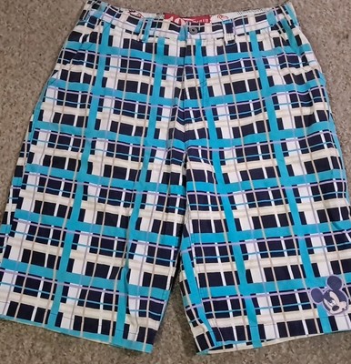 Vintage 19 Twenty Eight Disney Bermuda Shorts Plaid Blue Purple Men's 38