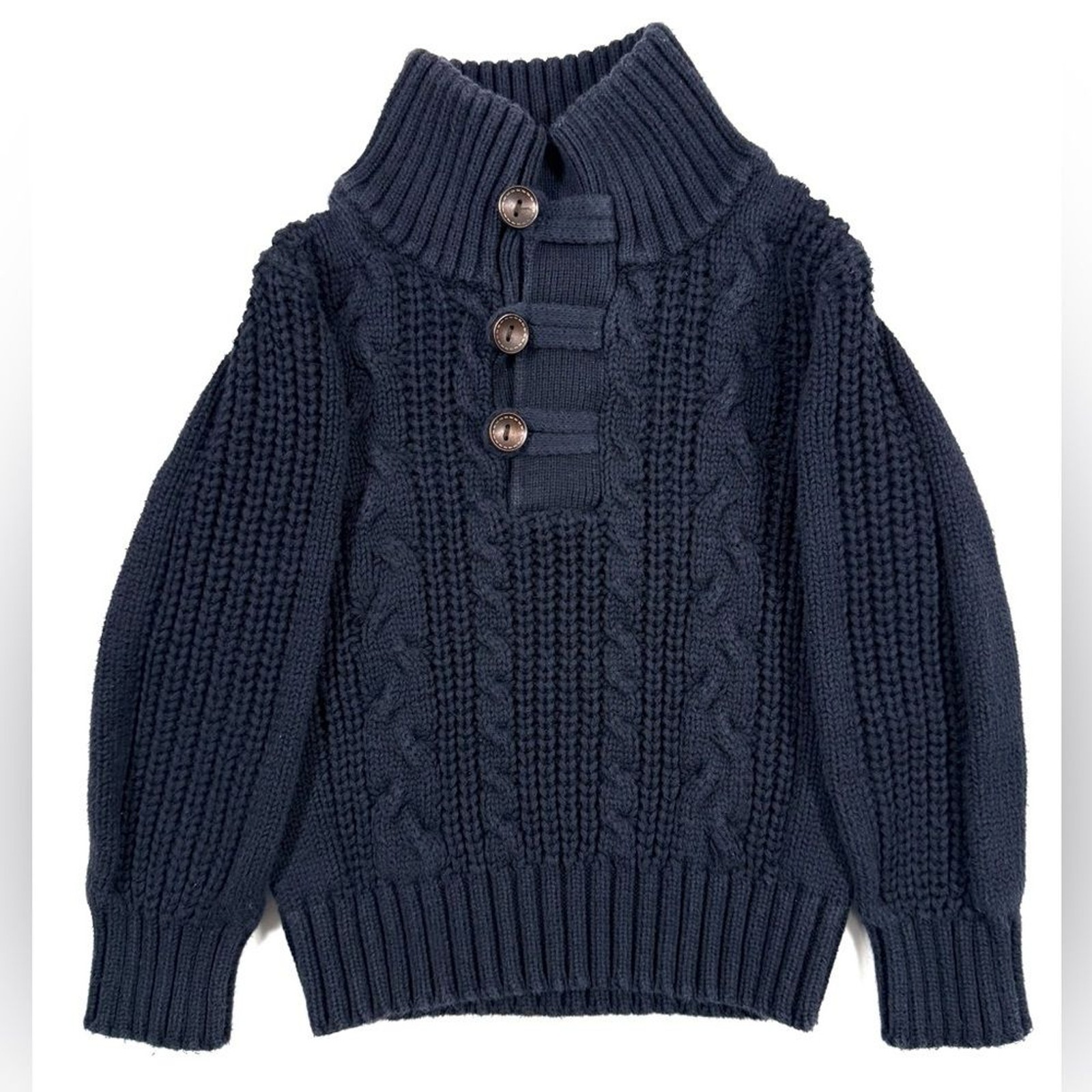 ZARA KIDS Boys Chunky Cable Knit Sweater 2-3 Navy Preppy Fisherman Nautical Cozy