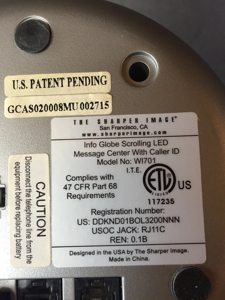 Sharper Image Info Globe Scrolling Caller ID Clock Calendar & Memos WI701 - Image 3 of 4