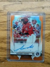 2020 BOWMAN STERLING /75 Aristides Aquino AUTO ORANGE Refractor Cincinnati RC