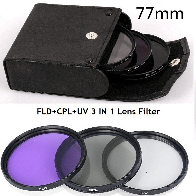 3 In 1 Filtro Lente Fotocamera Digitale UV+CPL+FLD Kit per