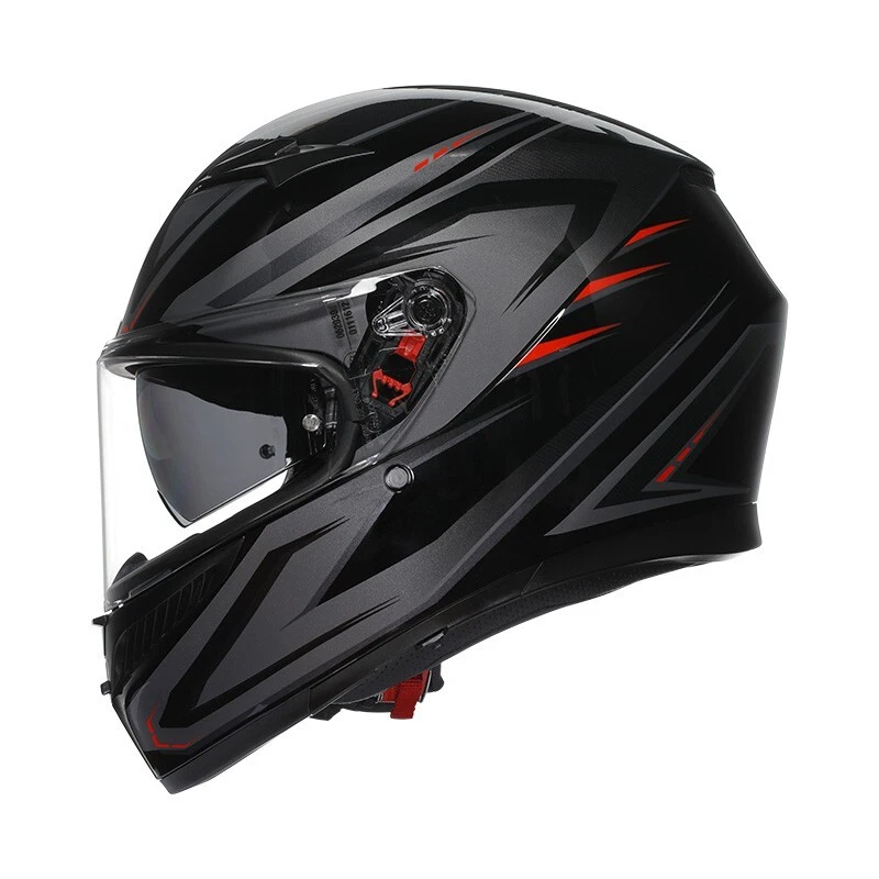 CASCO MOTO INTEGRALE E2206 AGV K3 SYTH NERO ROSSO LUCIDO TAGLIA XS S M L XL - Immagine 3 di 4