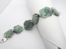 Braccialetto in Argento 925 con Smeraldi Naturali - Bracciale Pietra Dura