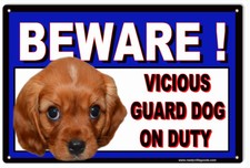 Vintage Style Metal Sign Beware Vicious Guard Dog Duty 8x12
