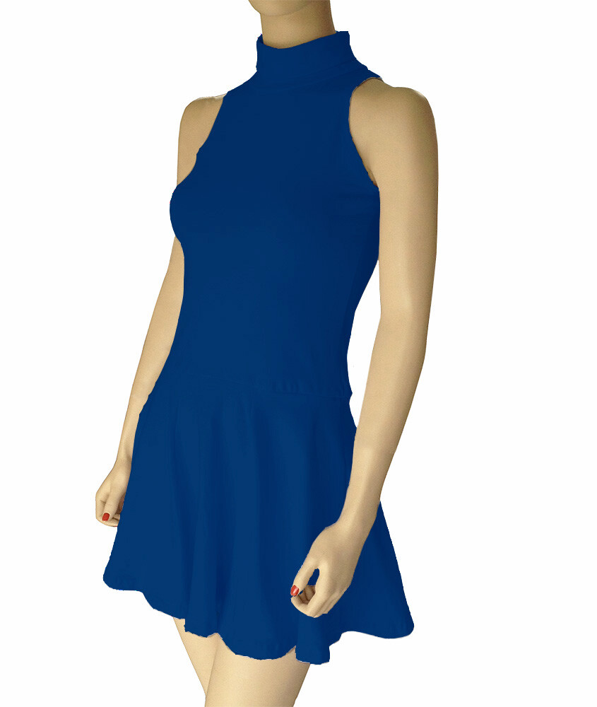 Cotton Spandex Sleeveless Fold Over Turtleneck Skater Dress by Emily Chen  USA | eBay