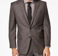  250 Calvin Klein Men's Gray Slim Fit Wool Suit Jacket Blazer 38 R DAMAGED 