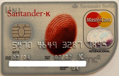 Santander - K Credit Card Mexico 2007 Exp Fingerprint Chip Banca Serfin S.A.